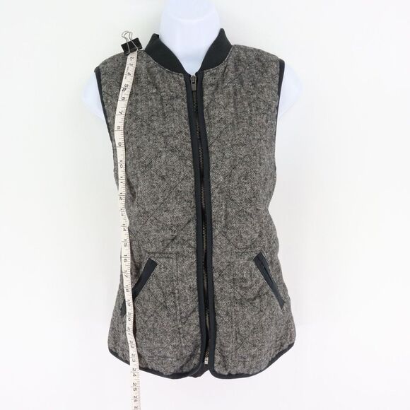 Old Navy Quilted‎ Vest Jacket Full Zip Womens Size S Gray Herringbone Pockets - Picture 3 of 8
